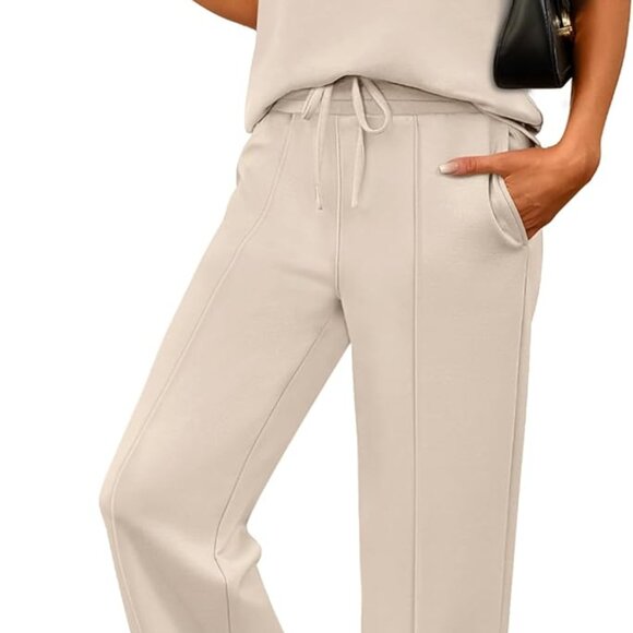 Comfortable Apricot Two-Piece Sleeveless Sweatsuits for Casual Summer Wear - Picture 1 of 8